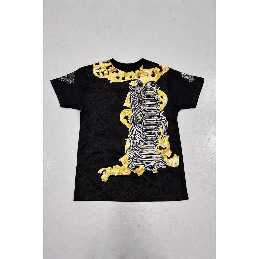 Southpole Black Gold Graphic Tee Men's Large Y2K Streetwear Baroque Shirt